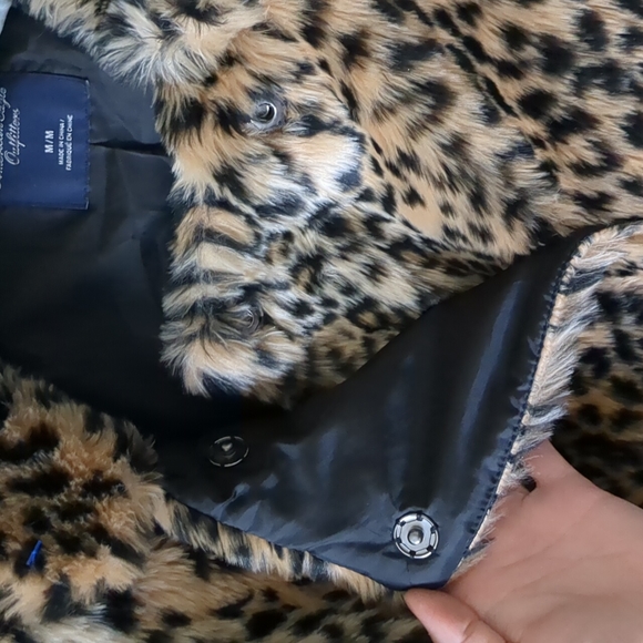 Leopard Jacket American Eagle M Statement Teddy Streetwear Sherpa Faux Fur Grung - Picture 5 of 11